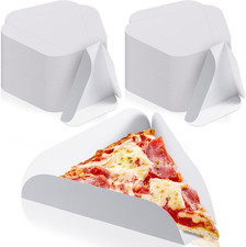 100 Pcs White Paperboard Single Pizza Slice Wedge Tray 8-1/10 x 8-1/10 Inch Pizz