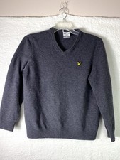 Lyle  Scott Mens Gray Sweater Large The Open 100 Lambwools V-Neck