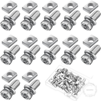 24 Pack M6x16mm Motorcycle Battery Terminal Nuts and Bolt Kit Square Stainless
