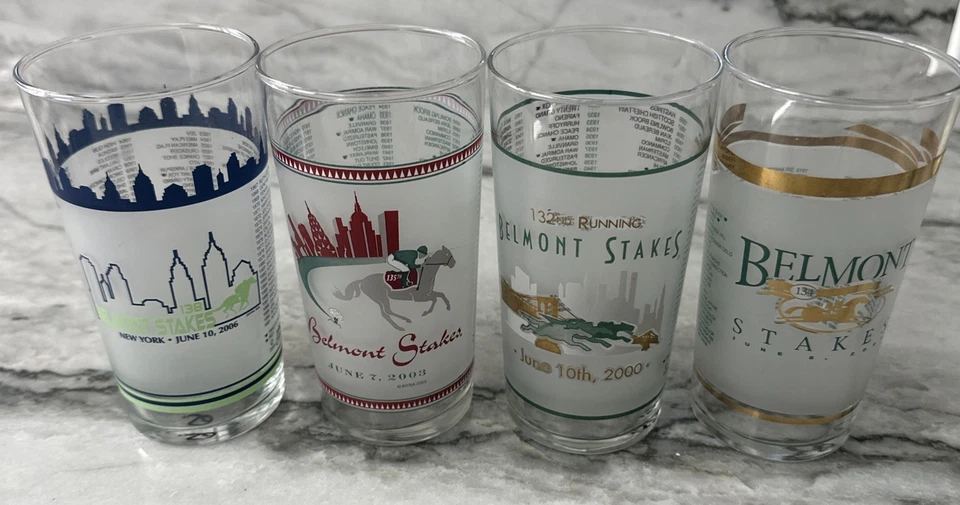 Lot Of 4 Vintage Belmont Stakes Tumbler Glasses. 2000 - 2002 - 2003 - 2006 - Image 2 of 4