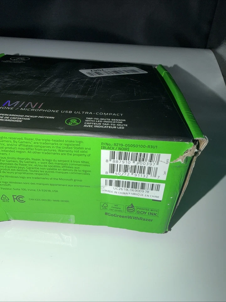 Razor Siren V3 Mini Ultra Compact USB Microphone  New Sealed Box Dented - Image 2 of 3