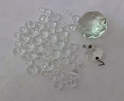 *FOR PARTS* Lot of Loose Vintage Clear round Facetted Crystal Beads