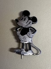 Disney MICKEY MOUSE pin badge - silver + enamel Charles Horner 1930s size small