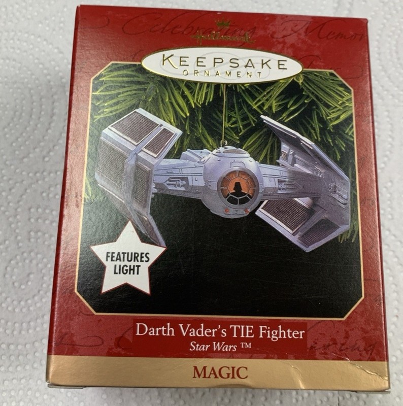 Star Wars Darth Vader Tie Fighter 1999 Hallmark Christmas Magic Sound Ornament