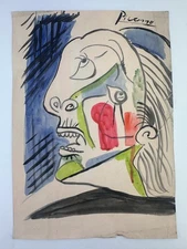 Pablo Picasso COA Art Painting Original Drawing Vintage Paper Signed