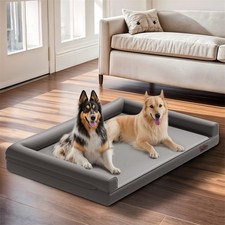 3-sided Pillow Orthopedic Dog Bed Anti-scratch Leather Pet Dog Sofa Couch Bed US
