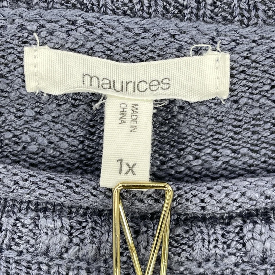 Maurices Sweater Women Celestial Boho Star Distressed Hem Knit Size 1X Blue Cozy - Image 4 of 4