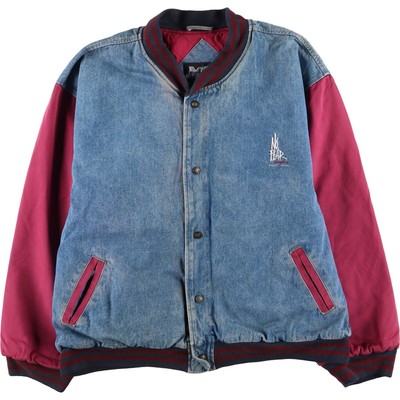 Vintage 90'S NO FEAR Denim Varsity Jacket Men's Size L