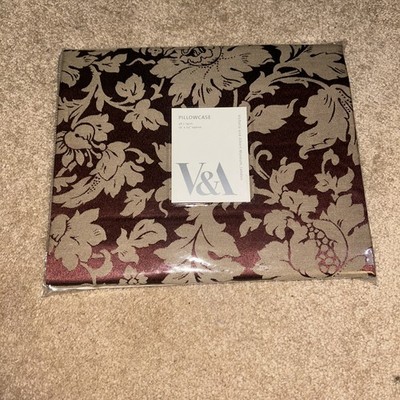 V & A V&A Passion Flower Oxford Claret KISSENBEZUG Brandneu in Verpackung