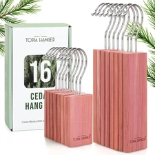 Cedar Blocks for Clothes Storage, 16 Pack Hang Ups, 100% Natural North America R