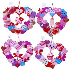12 Sets Heart Wreath Ornaments Decorations Valentine Crafts Kits Heart Shaped
