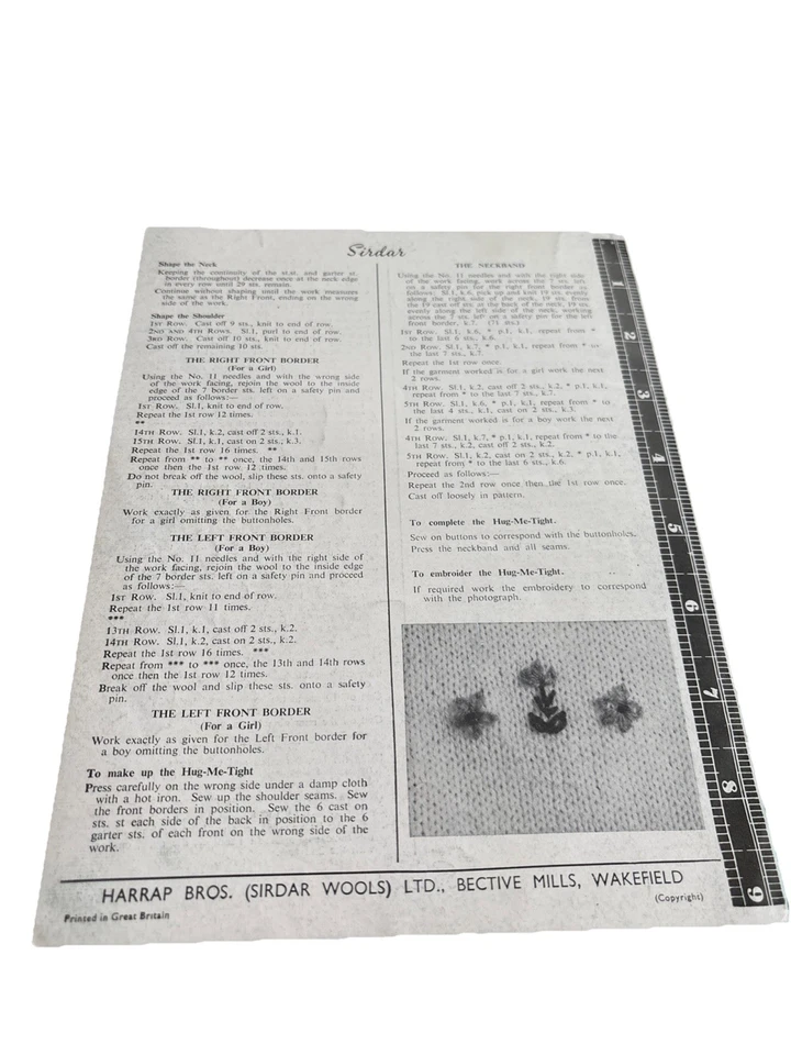 Vintage Knitting Pattern BABY CARDIGANS SIRDAR Sunshine 3 Ply 6/9 months - Image 4 of 4