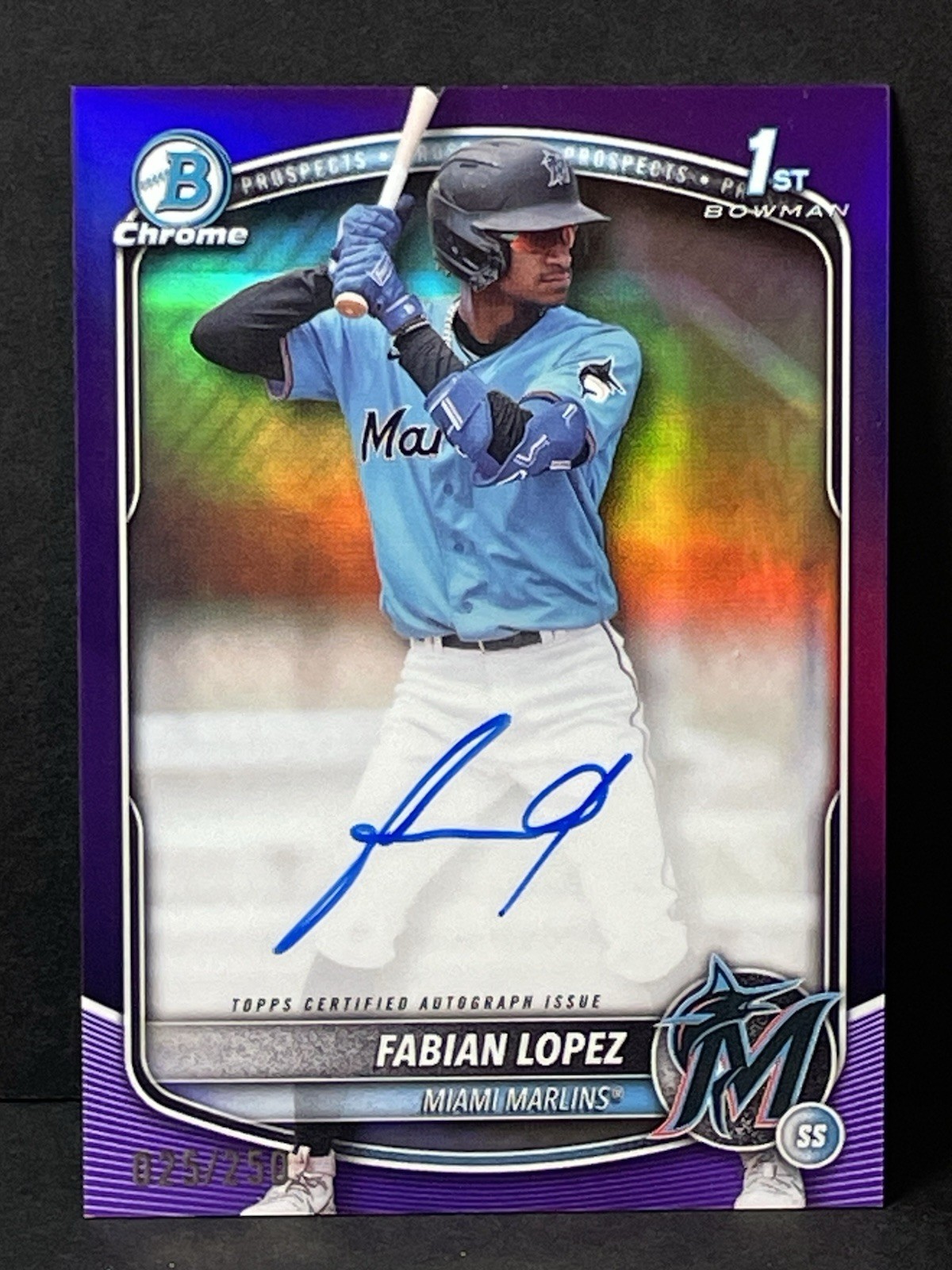 2025 Bowman Chrome Fabian Lopez 1st Bowman Purple Refractor Auto /250 #CPA-FL