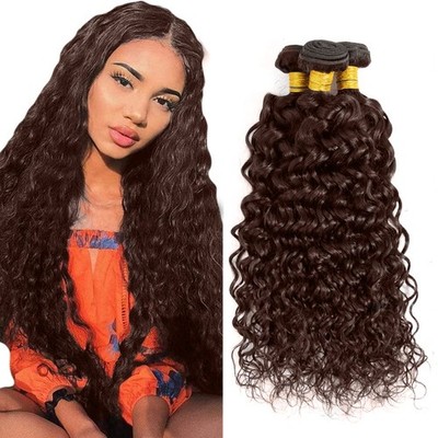 Hrceyocr 4 Brown Bundles Human Hair Water Wave Bundles 28 28 28 Inch Human Hair