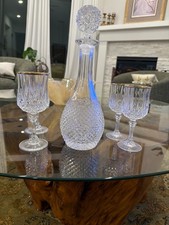 vintage Baccarat Diamant Bizeau crystal decanter with 4 glasses