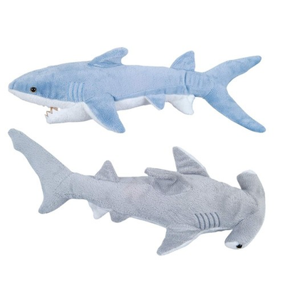 #ad Pack Of 2 14quot; Mako Shark amp; 13quot; Hammerhead Plush Toys Soft Stuffed Ocean Animals $16.95