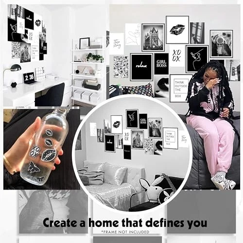  Pósters en blanco y negro para estética de habitación - decoración de pared en blanco y negro, niño  Foto 4 de 4