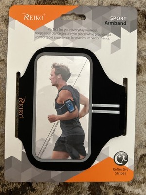 Reiko Elastic Reflective Running Armband Black Touchscreen