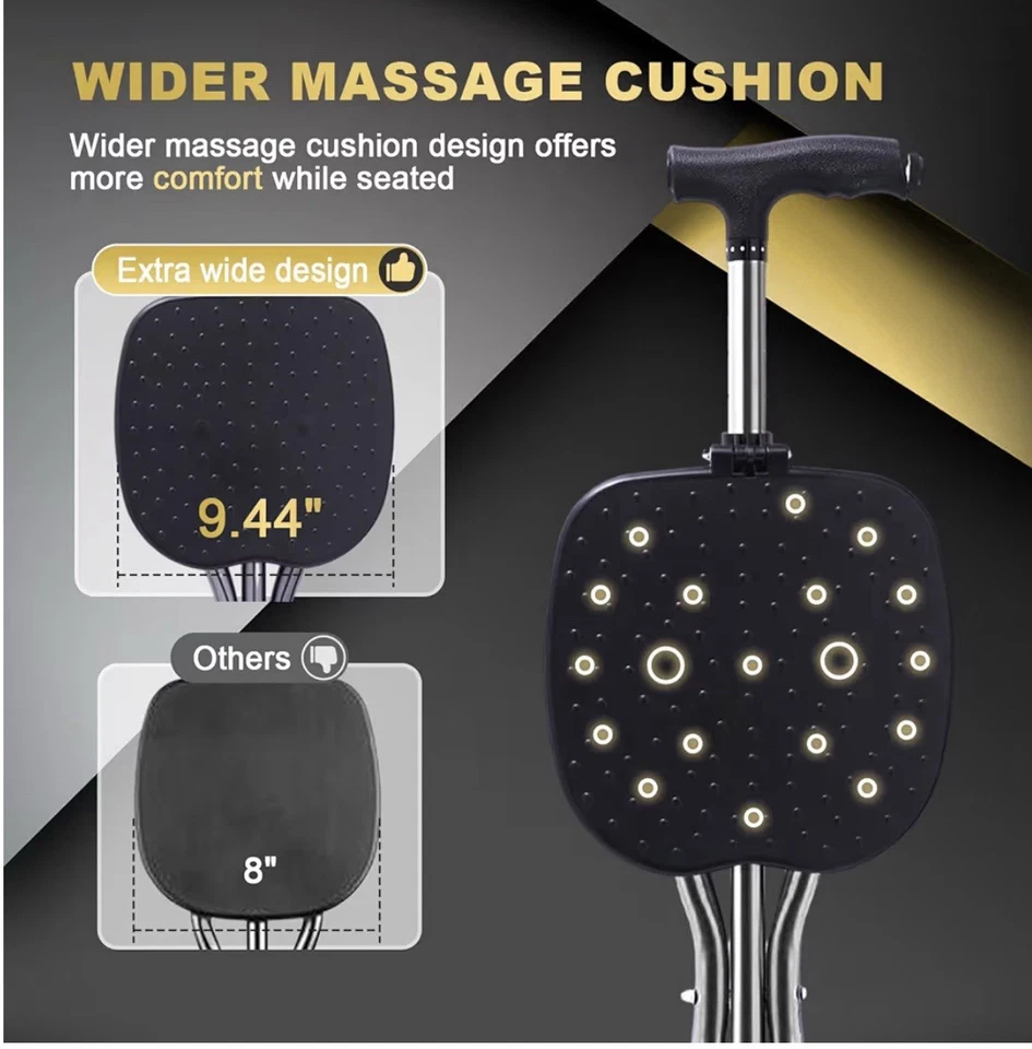 Bastón Plegable de Aleación con Asiento Bastón Ligero Ajustable para Caminar con Asiento Negro Foto 4 de 4