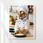 Kitchen Funny Art Cute TIGER Animal Chef Cooking Print Poster Wall Picture A4 A1