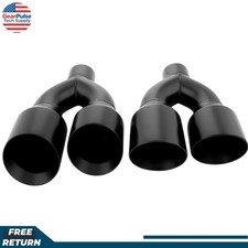 Black 2.5 In Quad Dual Wall Staggered 4 Out Bevel Stainless Steel Exhaust Tips