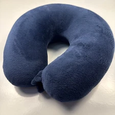Blue Plush U-Shaped Travel Neck Pillow Soft Cushion for Airplane or Car Support