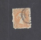 Canada # 23a USED 1869 1c YELL ORANGE LARGE QUEEN 2-RING CIRCLE "8" CANC BS30595