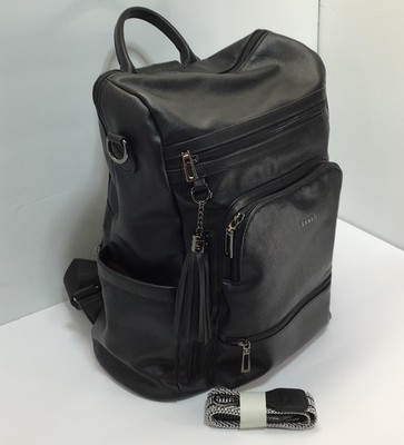 SHRRIE NEW Women's Vegan Fashionable Leather Backpack Black NWT Shoulder Strap