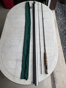 LL Bean Double L 2 Piece  Fly Rod Cork Handle Aluminum Tube Cloth Sleeve 8.5’