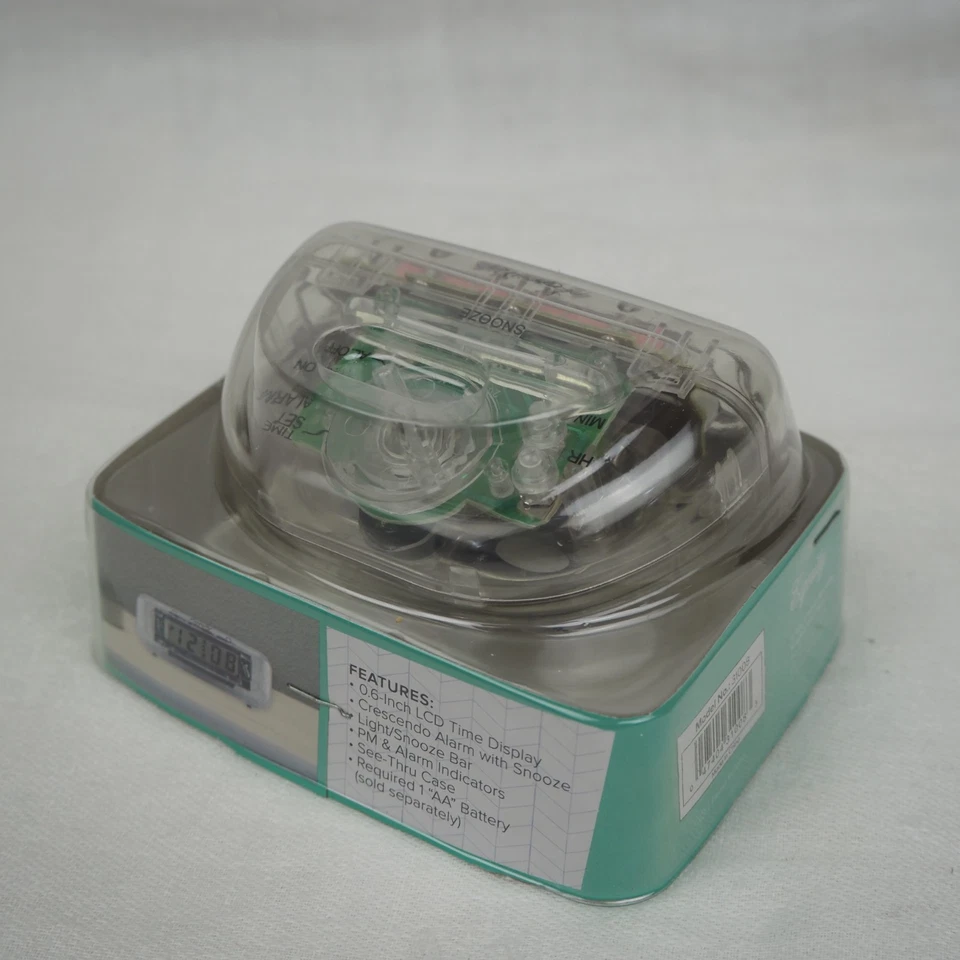 Equity See Though Clear Case Digital Battery Alarm Clock with 0.6'' LCD Display - Image 4 of 4