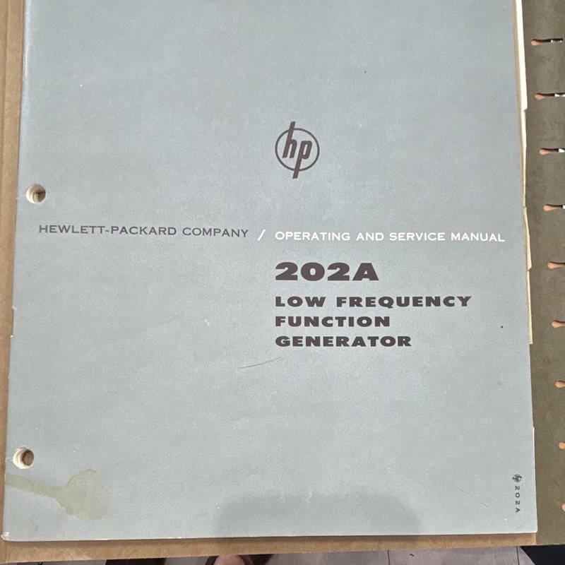 Hewlett-Packard 202A Low Frequency Function Generator Operating & Service Manual