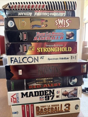 LOT OF 10 ''BIG BOX'' PC GAMES: THE SIMS, FALCON AT, COMMAND & CONQUER, MORE