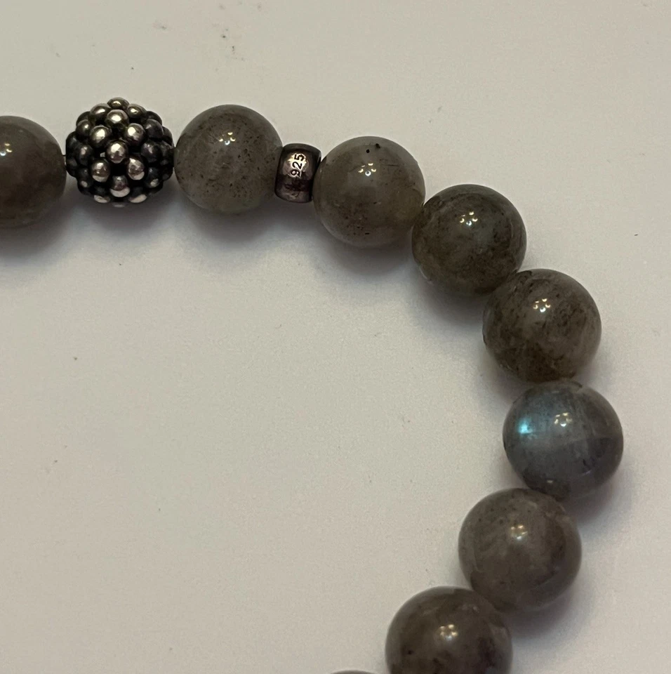 Brazalete LAGOS Caviar Firmado Labradorita Plata Esterlina Estaciones Elástico 6.5 In Foto 4 de 4
