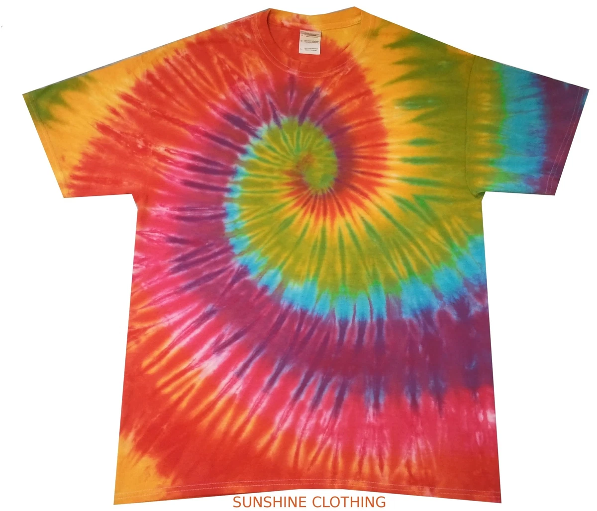Tie dye T Shirt rainbow spiral all sizes Hand dyed in the UK