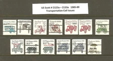 US Scott # 2123a - 2133a Transportation Coils / 1985-89 set of 13 MNH 