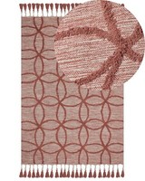 Teppich Baumwolle Rot Geometrisches Muster Mit Fransen 160 X 230 Cm Kirsehir