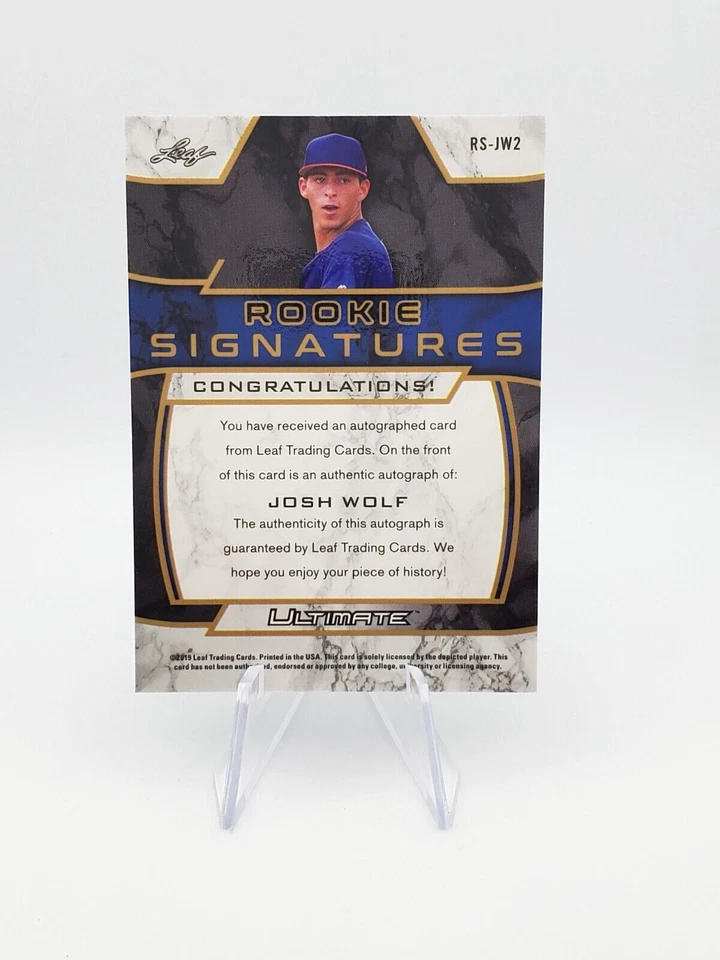 2019 Leaf Ultimate Rookie Signatures #RS-JW2 Josh Wolf AUTO - Image 2 of 2