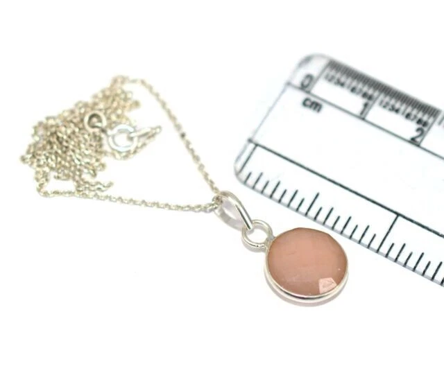Bello Sfaccettato Rosa Quarzo Rosa Rotondo Gemma 925 Argento Sterling Collana - Immagine 3 di 4