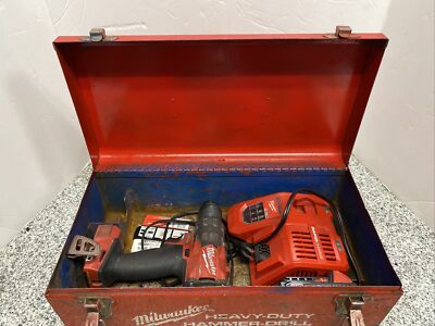Milwaukee 18V 1/2  Drill Driver W/ Battery And Charger In Metal Box 2803-20 a-x