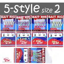 5-style Fishing Bait Rigs Size 2 Premium sabiki 6 Hooks
