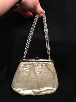 silver prom clutch
