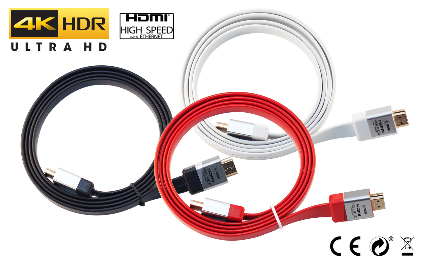 Thumbnail - 1,5m 2m 3m 5m Hdmi 2.0 Flach 4k Ultra Hd 2160p Full Hd 3d Arc Hdr