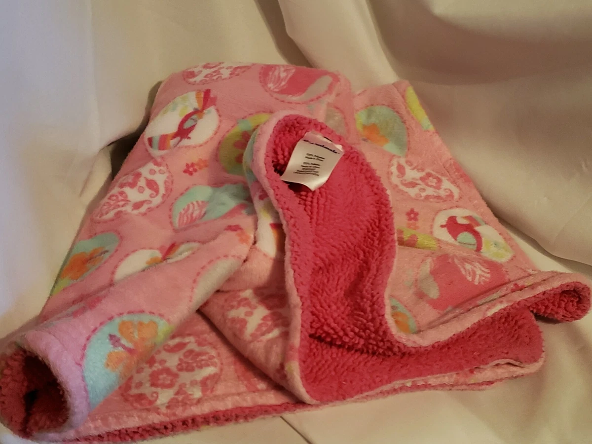 Garanimals Tropical Pink Baby Blanket Toucan Hibiscus Elephant Dots Sherpa