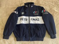 Unisex Adult BMW Racing Navy White Jacket Embroidered Patches Cotton Padded