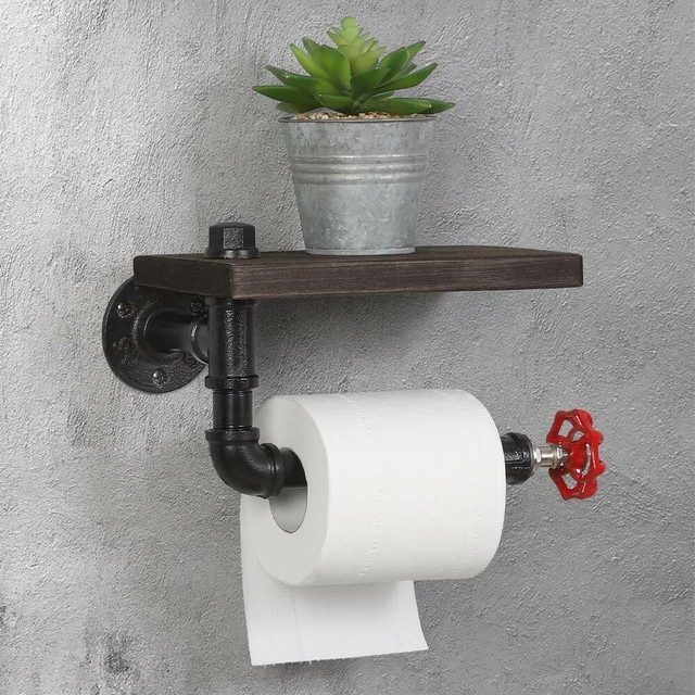 Toilet Paper Holder Rustic Wall Mount Shelf Cast Iron Pipe Western Bathroom Mounted Toilet Paper Holders Home Garden Worldenergy Ae