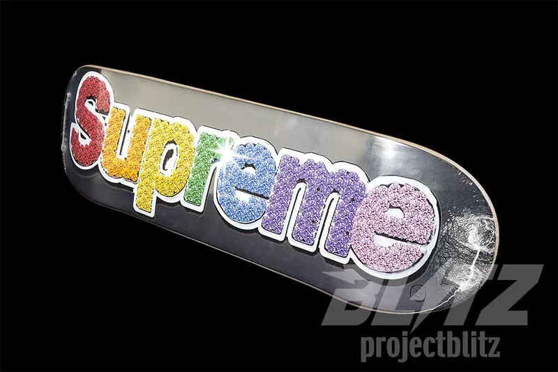 SUPREME BLING BOX LOGO SKATEBOARD DECK PLATINUM SS22