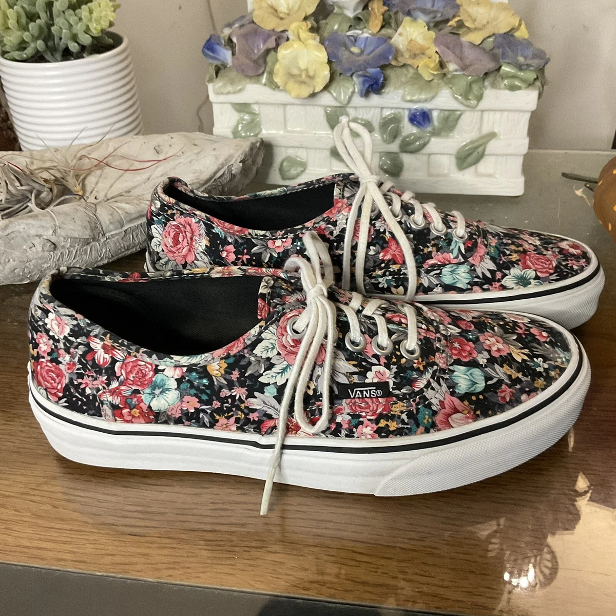 VANS AUTHENTIC FLORAL SKATE SHOES 8