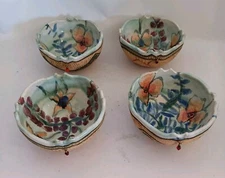 Studio Art Pottery Bowls Textured Clay Art Signed LYDIA Collectible Boho Set 