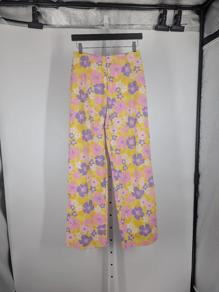 Lilly Pulitzer Vintage 60s 70s Floral Art Print Wide Leg Pant Beach Miami Yellow - Image 3 of 4