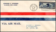 Scott C10 10 Cents Lindbergh  Worden FDC & Corner Card Typed Address
